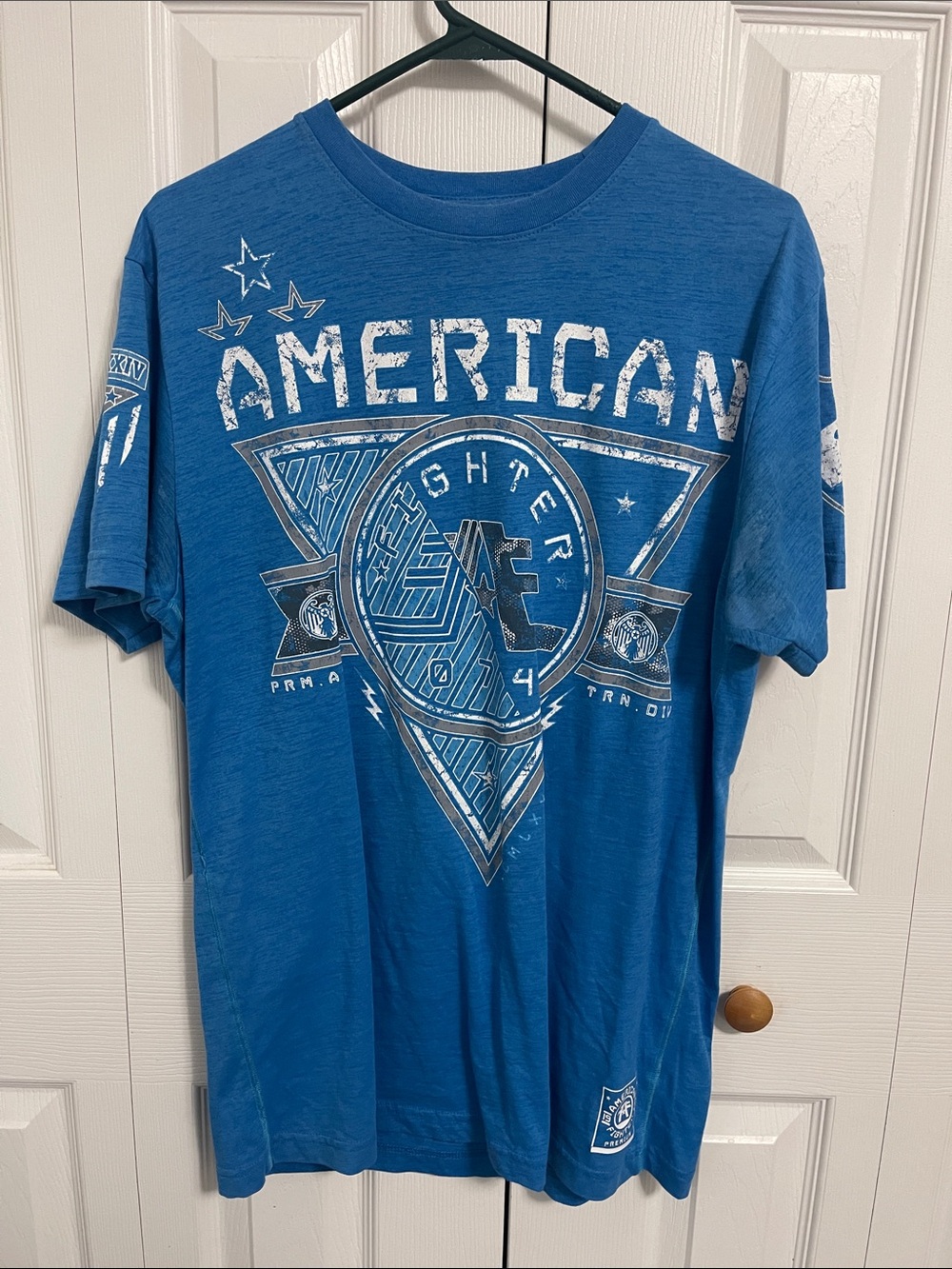 American Fighter Blue Short-Sleeve Graphic Tee with White Print